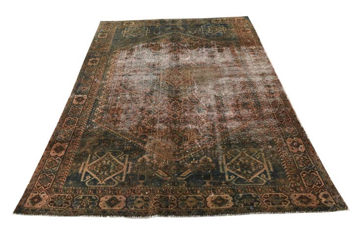 Detail image of 5' 9 x 8' 2 Hand Knotted Ultra Vintage Persian Wool Rug