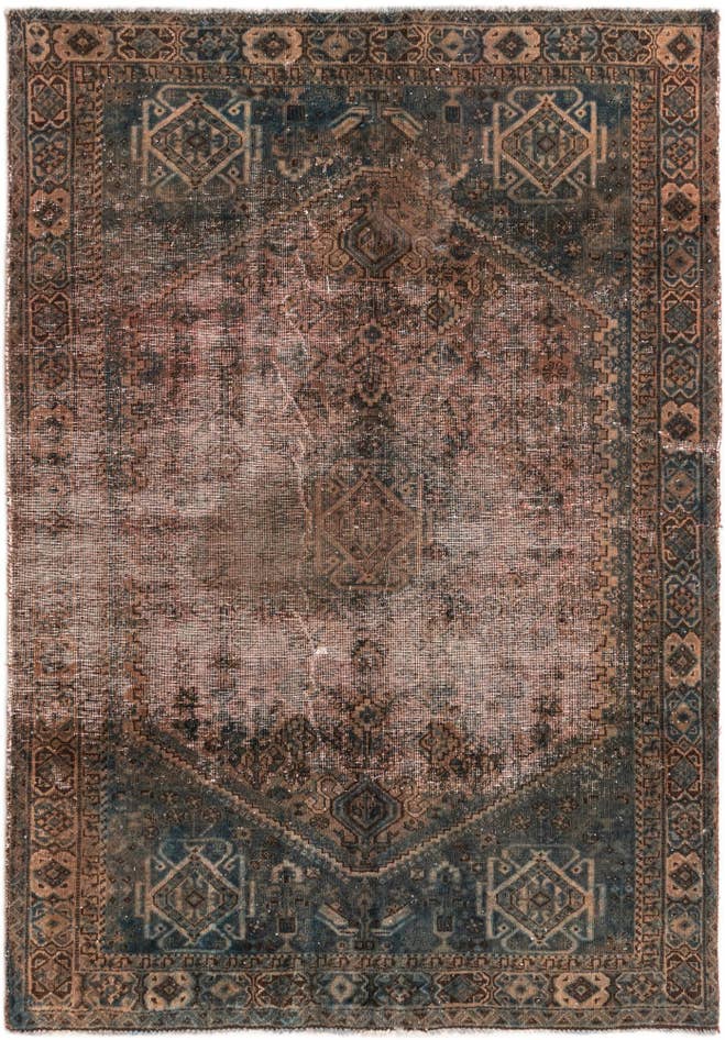 Detail image of 5' 9 x 8' 2 Hand Knotted Ultra Vintage Persian Wool Rug