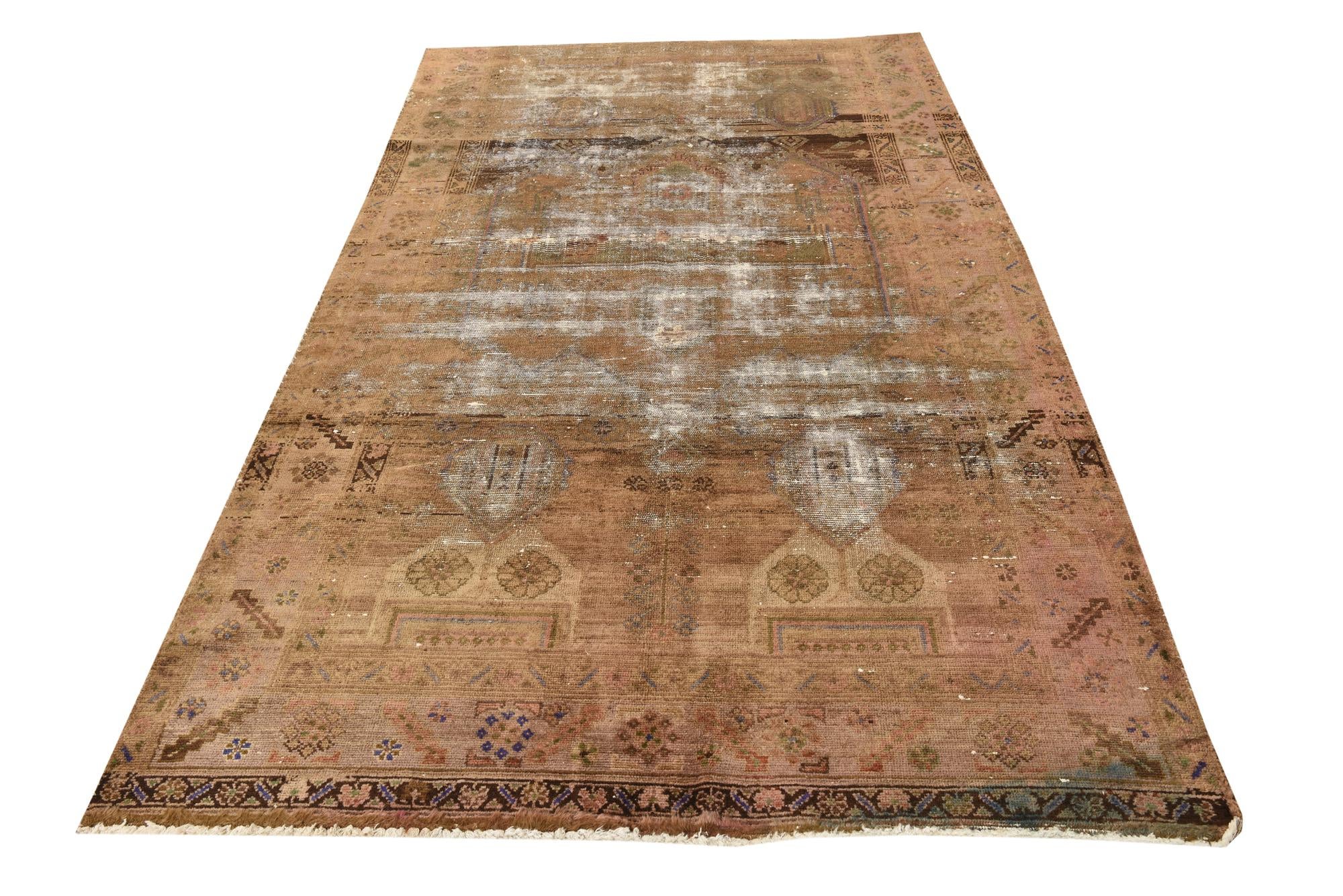 5' 1 x 8' Hand Knotted Ultra Vintage Persian Wool Rug