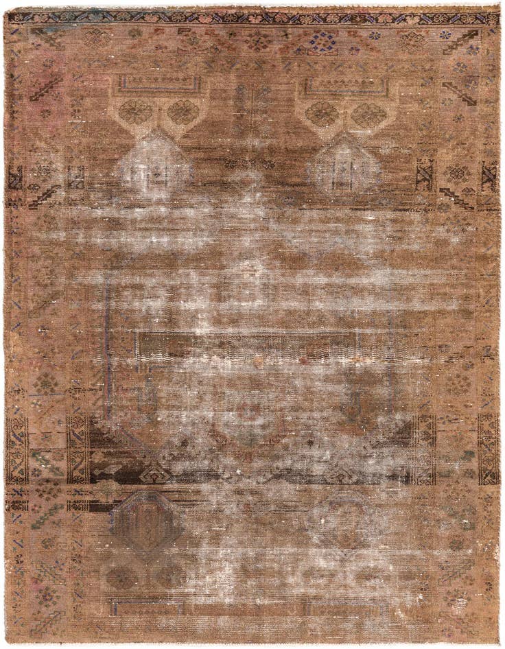 Detail image of 5' 1 x 8' Hand Knotted Ultra Vintage Persian Wool Rug