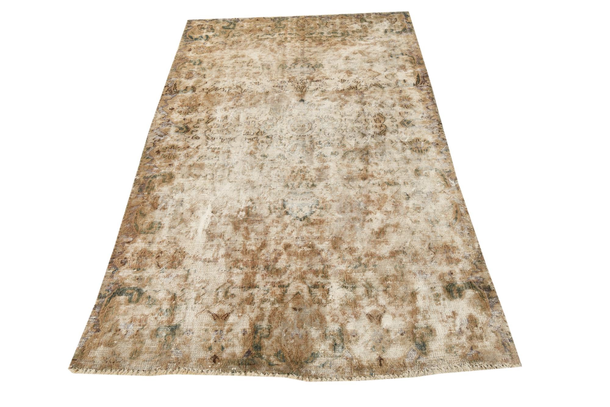 3' 7 x 6' 5 Hand Knotted Ultra Vintage Persian Wool Rug