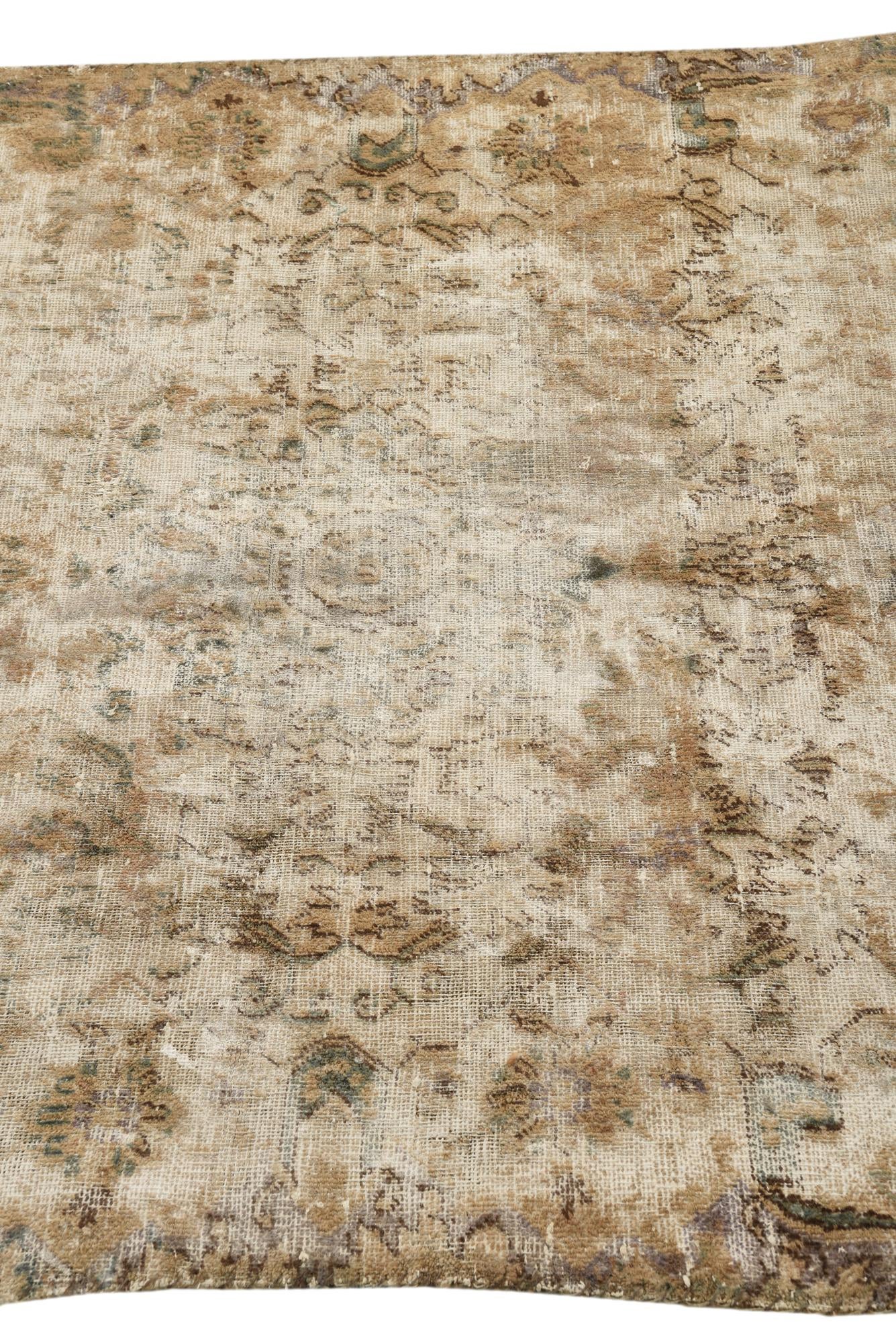 3' 7 x 6' 5 Hand Knotted Ultra Vintage Persian Wool Rug
