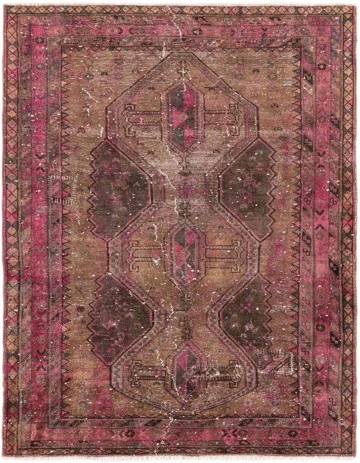 Detail image of 4' 9 x 7' 8 Hand Knotted Ultra Vintage Persian Wool Rug