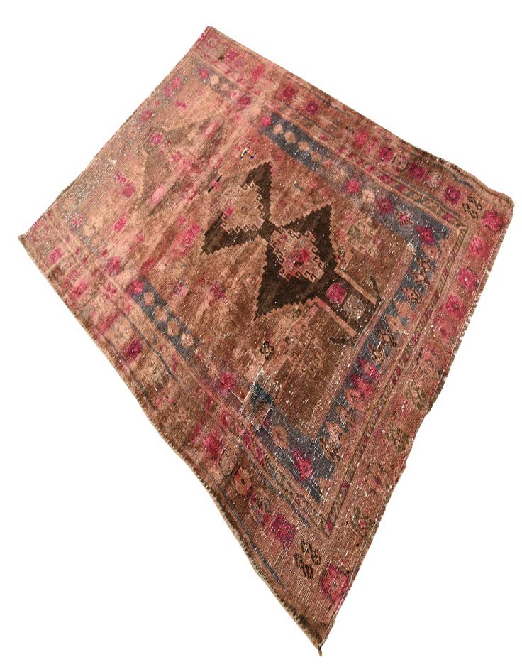 Detail image of 4' 6 x 6' 4  Hand Knotted Ultra Vintage Persian Wool Rug