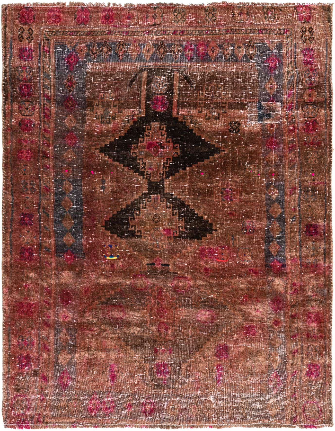 Primary image 4' 6 x 6' 4  Hand Knotted Ultra Vintage Persian Wool Rug