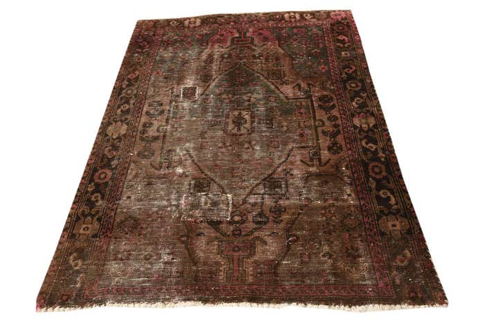 4' x 5' 9 Hand Knotted Ultra Vintage Persian Wool Rug