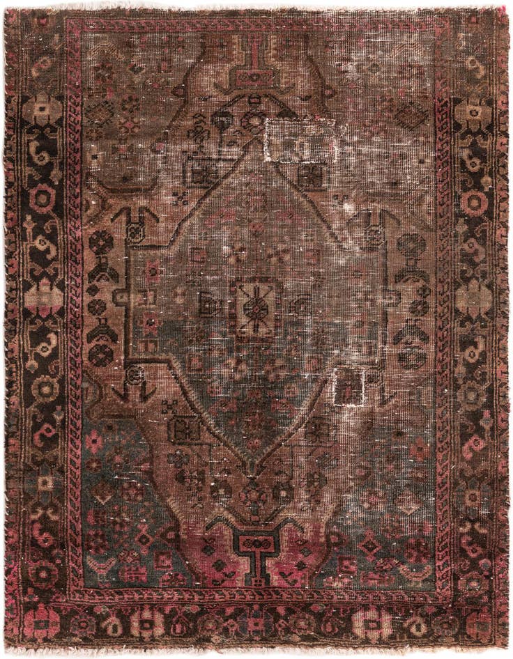Detail image of 4' x 5' 9 Hand Knotted Ultra Vintage Persian Wool Rug