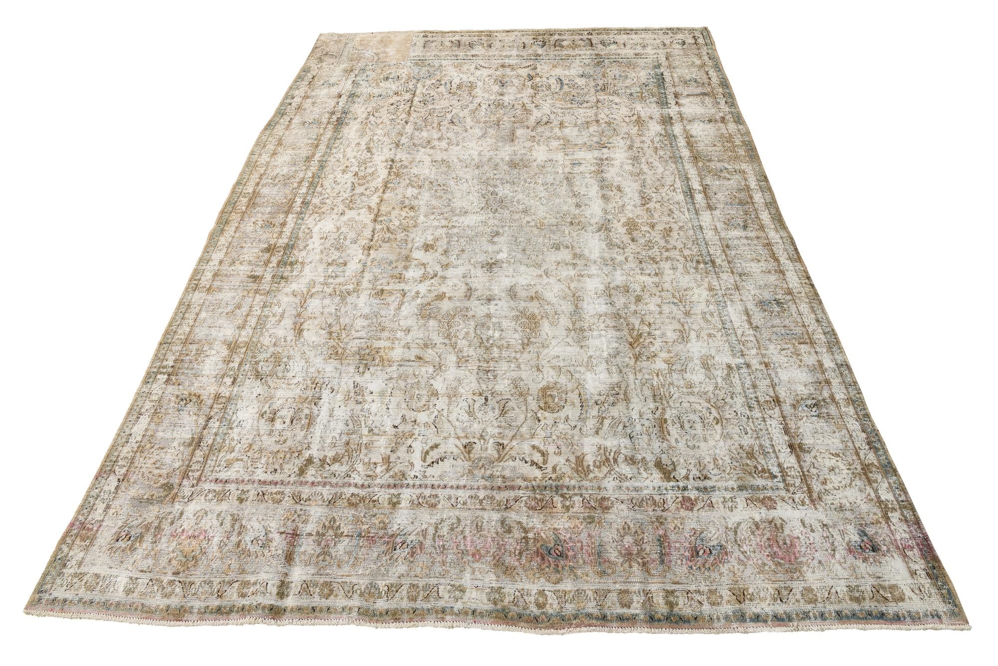 9' 3 x 13' 7 Hand Knotted Ultra Vintage Persian Wool Rug