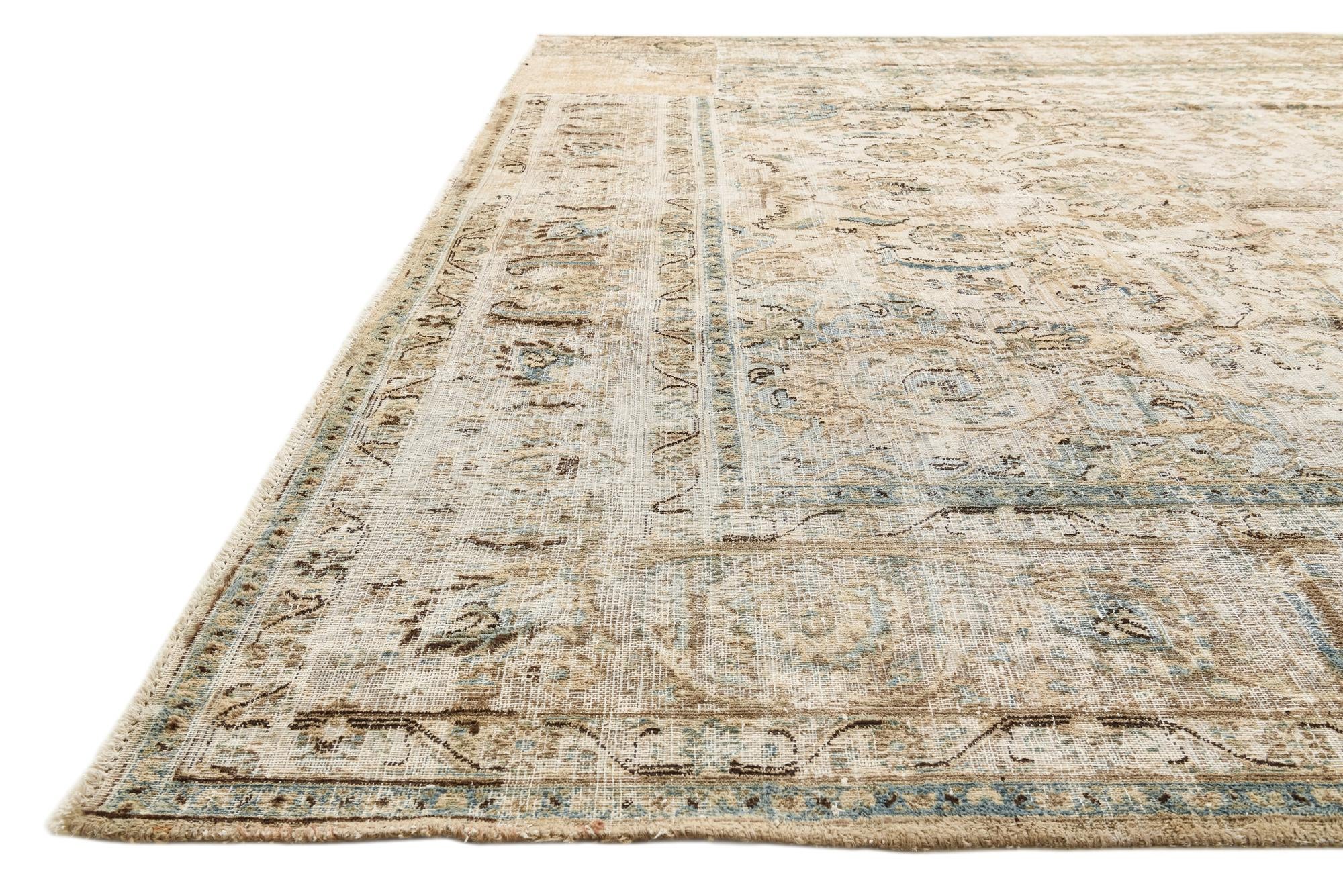 9' 3 x 13' 7 Hand Knotted Ultra Vintage Persian Wool Rug
