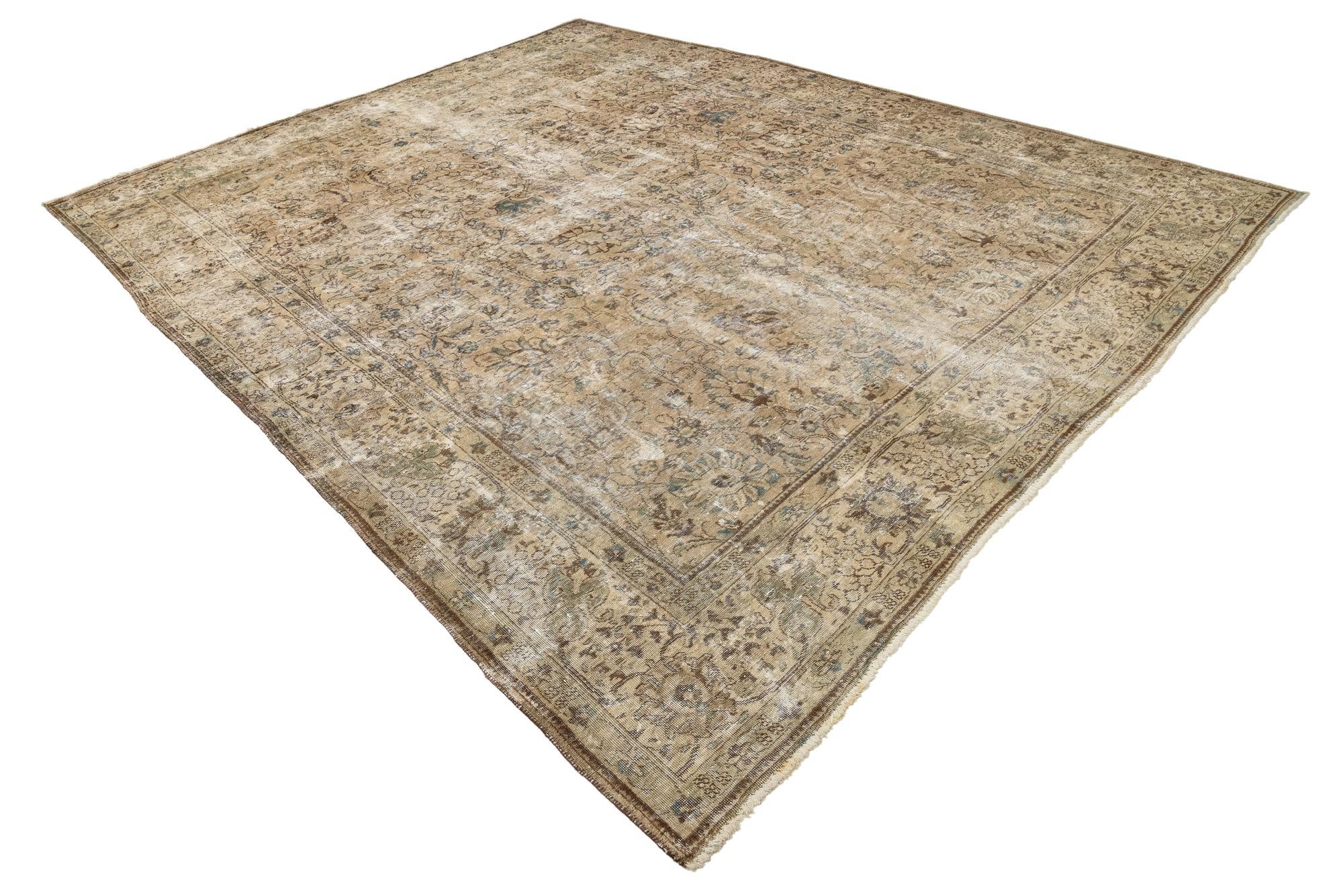 9' 9 x 12' 6 Hand Knotted Ultra Vintage Persian Wool Rug