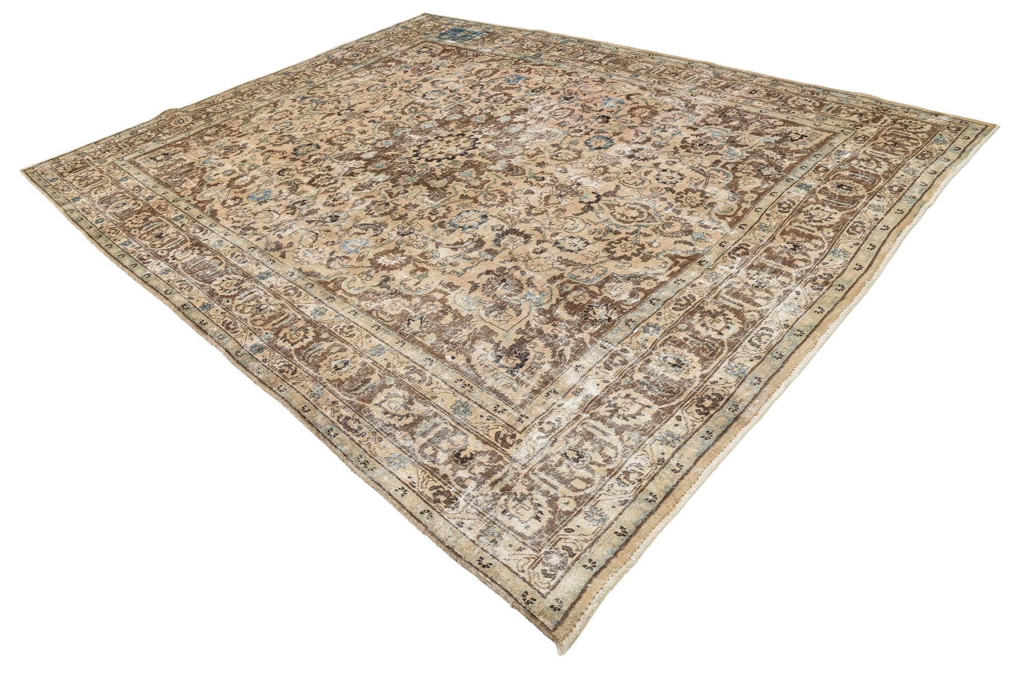9' 5 x 12' 1 Hand Knotted Ultra Vintage Persian Wool Rug