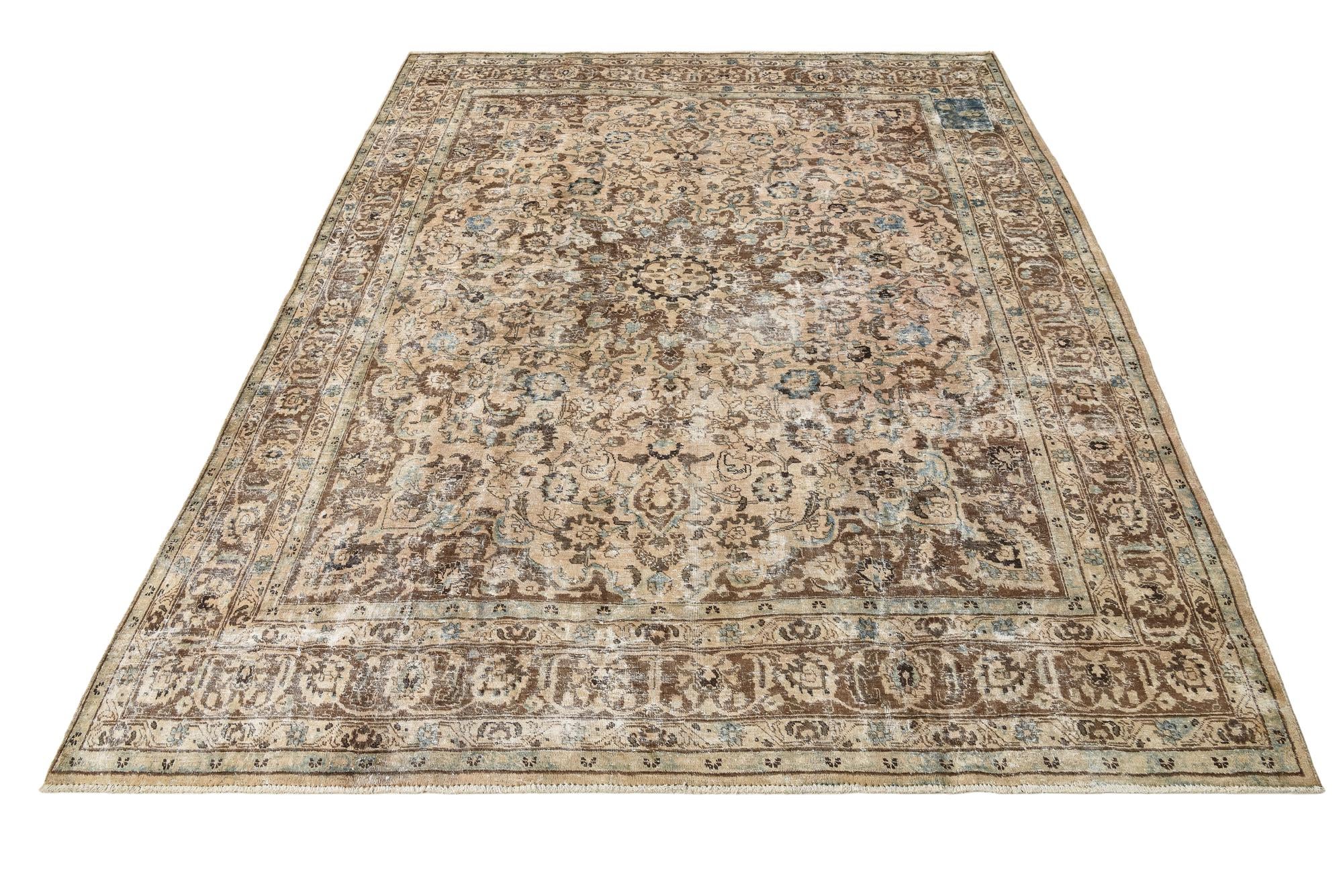 9' 5 x 12' 1 Hand Knotted Ultra Vintage Persian Wool Rug
