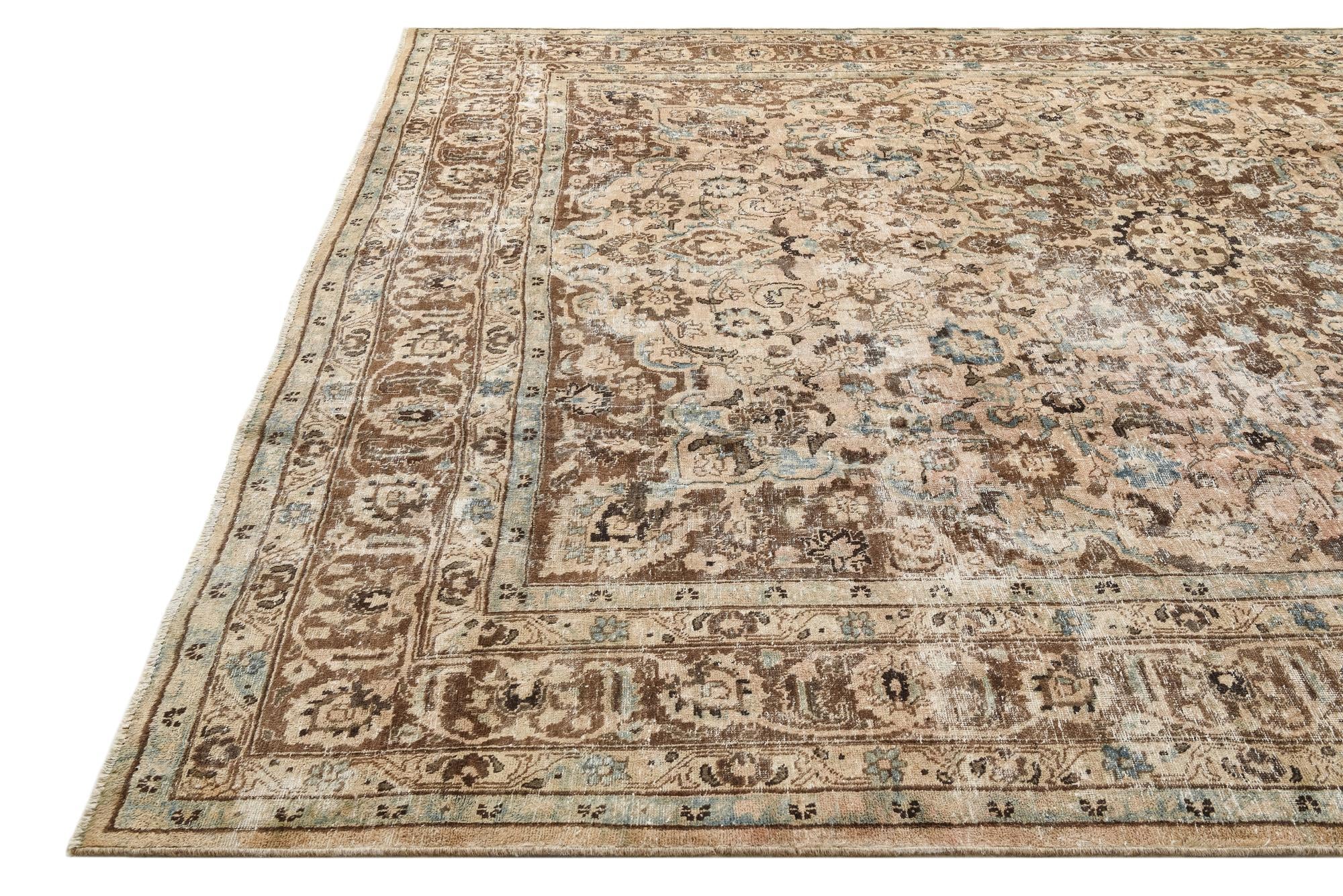 9' 5 x 12' 1 Hand Knotted Ultra Vintage Persian Wool Rug