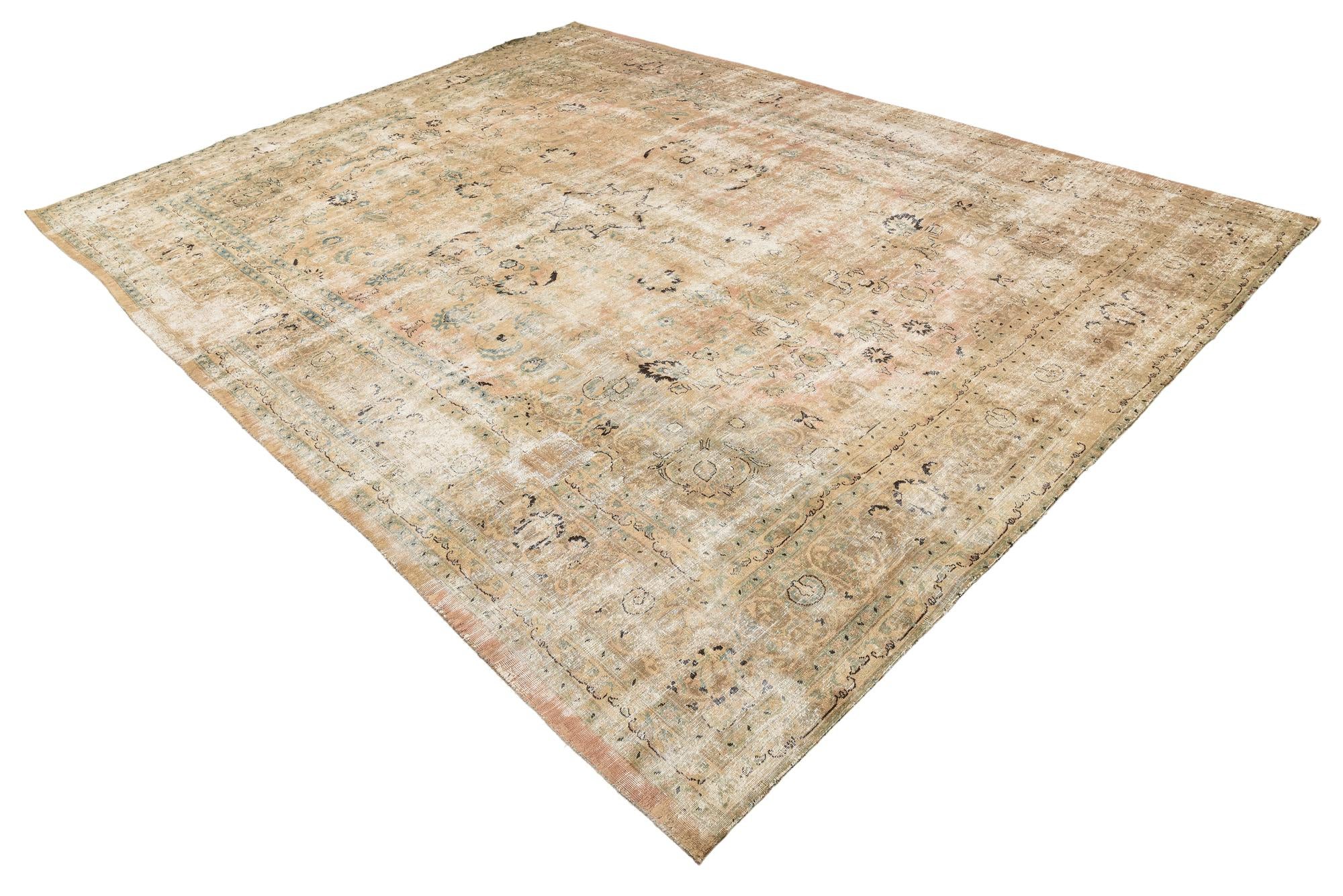 9' 10 x 12' 8 Hand Knotted Ultra Vintage Persian Wool Rug