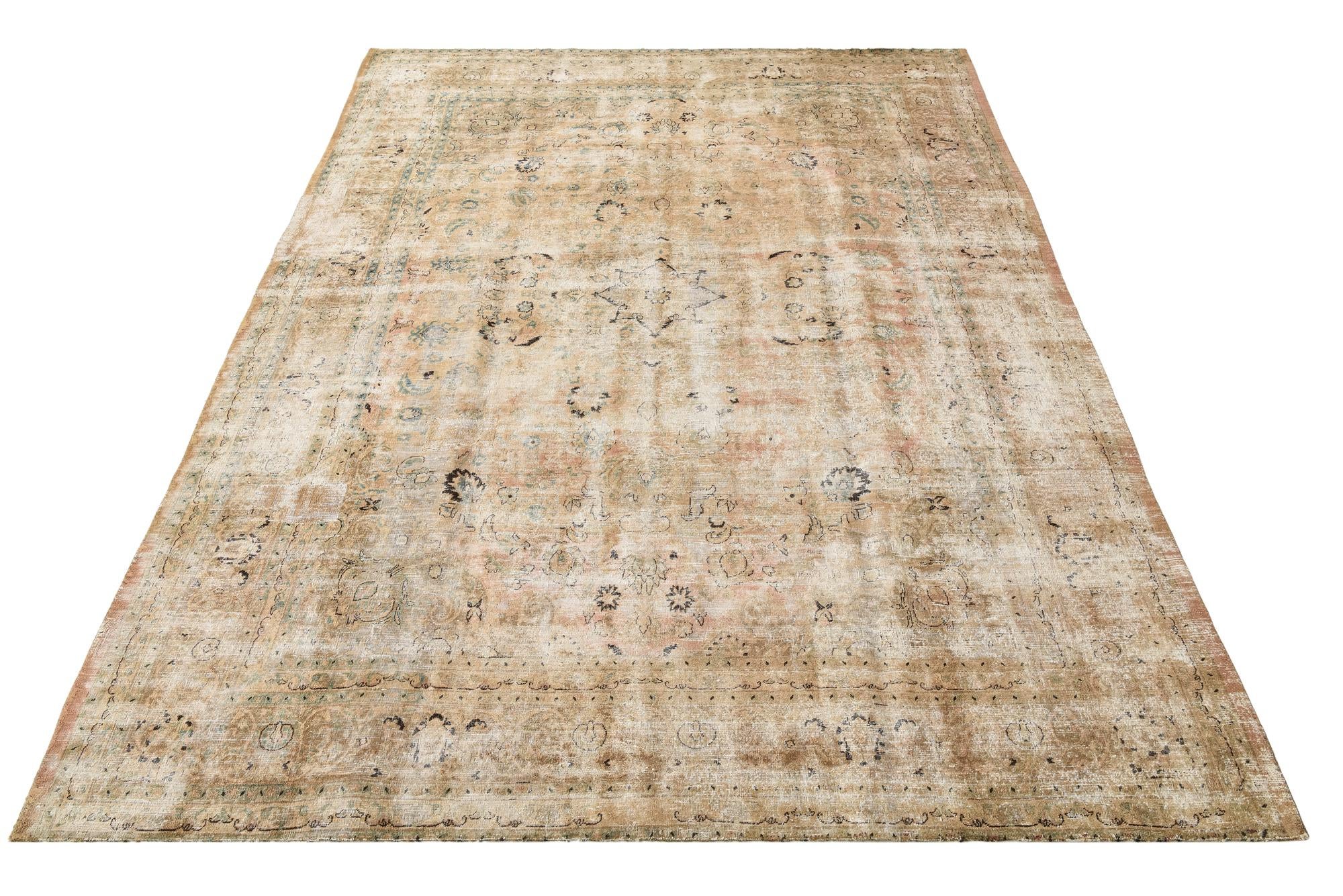 9' 10 x 12' 8 Hand Knotted Ultra Vintage Persian Wool Rug