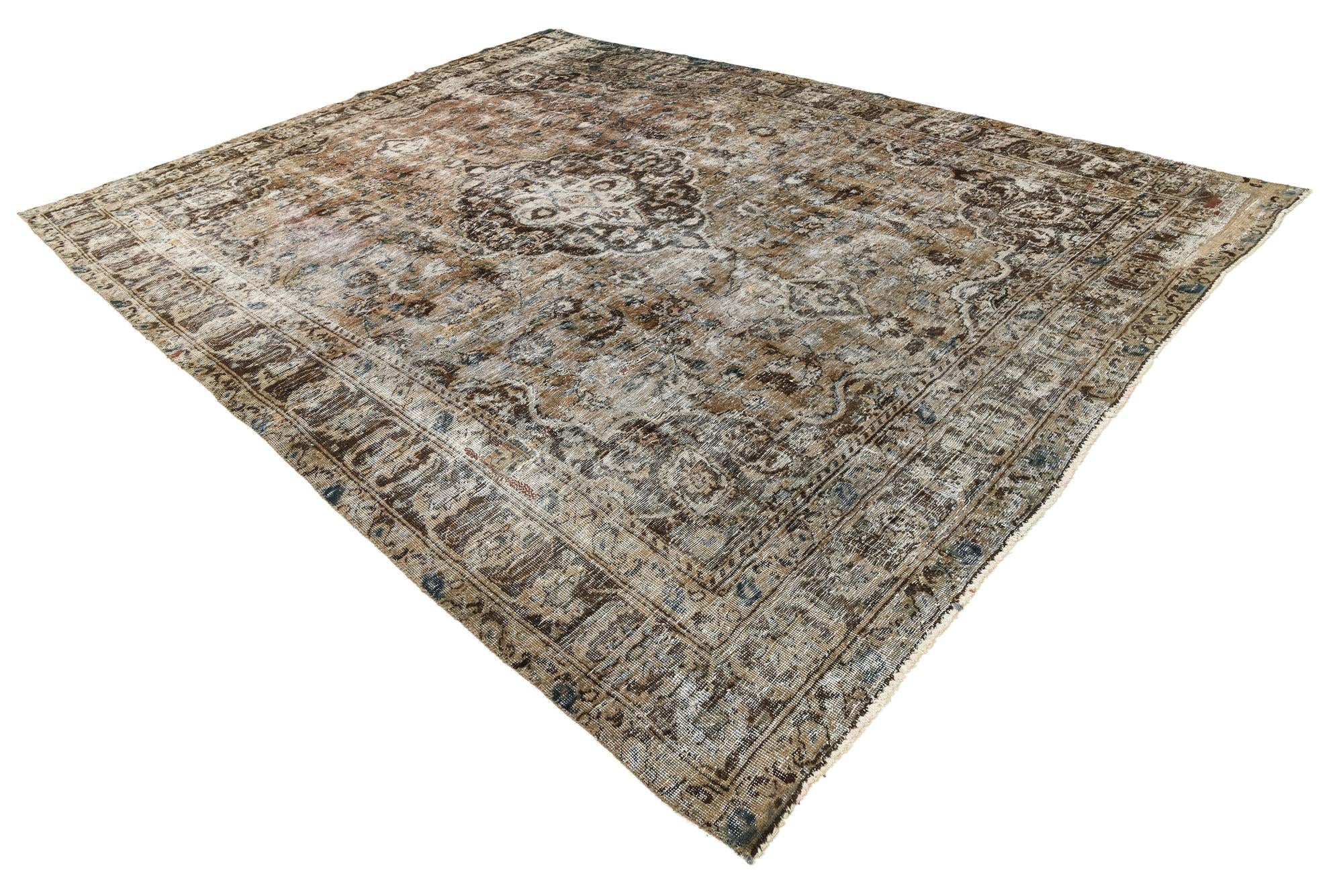 9' 5 x 13' Hand Knotted Ultra Vintage Persian Wool Rug