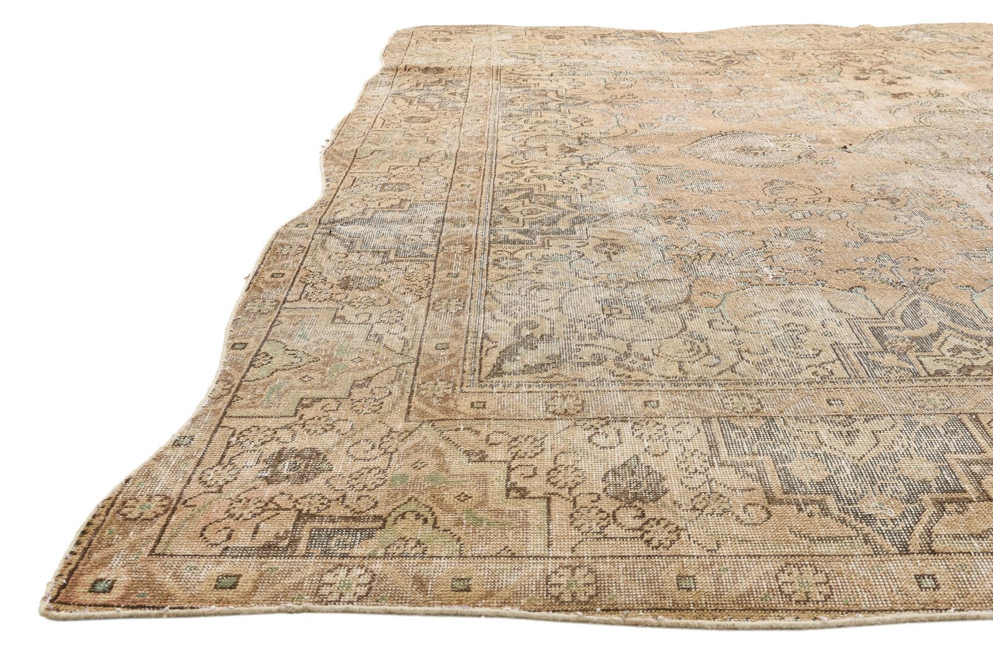 9' 6 x 12' 10 Hand Knotted Ultra Vintage Persian Wool Rug