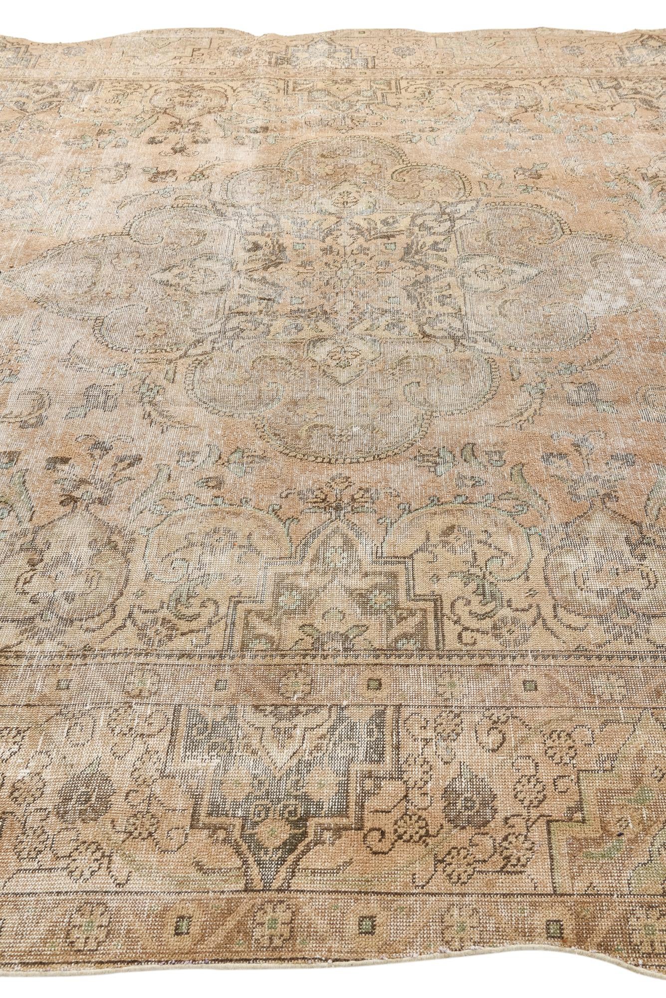 9' 6 x 12' 10 Hand Knotted Ultra Vintage Persian Wool Rug