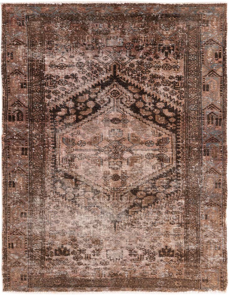 Detail image of 3' 9 x 6' 4 Hand Knotted Ultra Vintage Persian Wool Rug