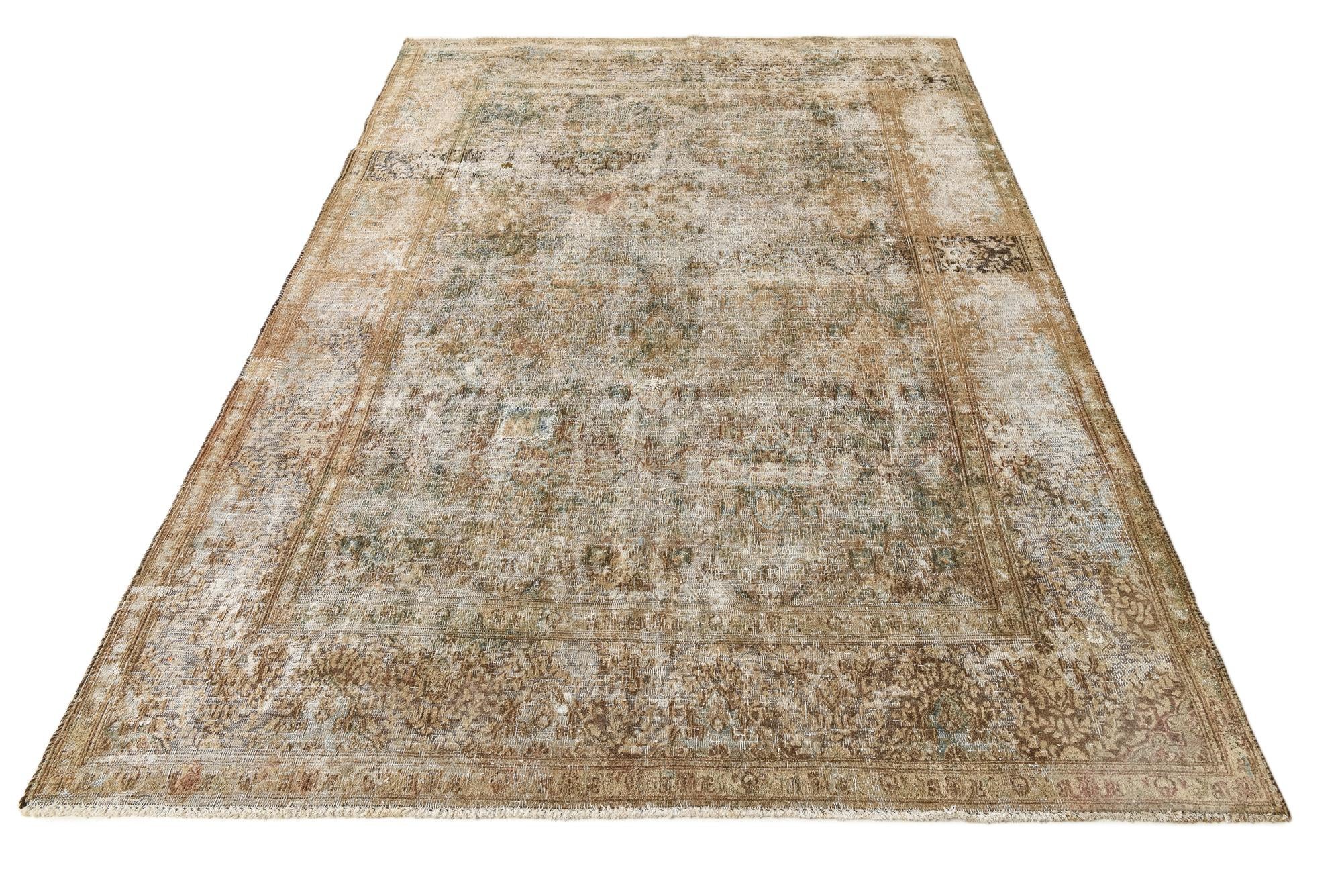 6' 8 x 9' 8 Hand Knotted Ultra Vintage Persian Wool Rug