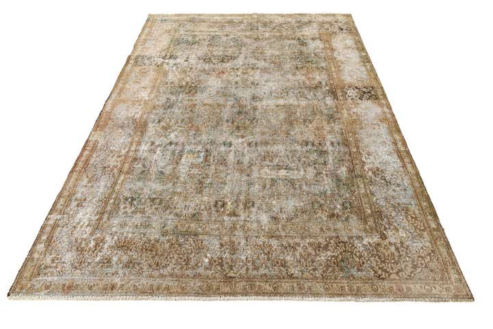6' 8 x 9' 8 Hand Knotted Ultra Vintage Persian Wool Rug