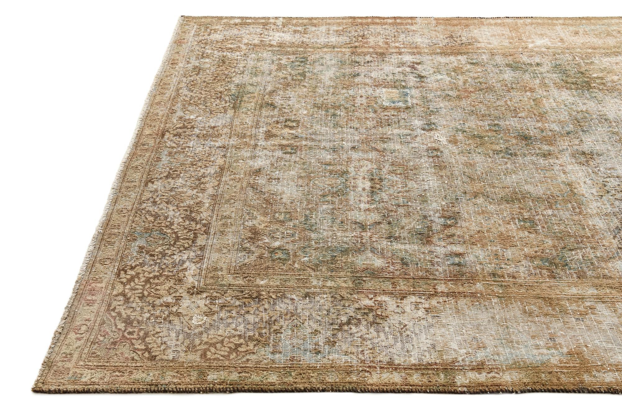 6' 8 x 9' 8 Hand Knotted Ultra Vintage Persian Wool Rug