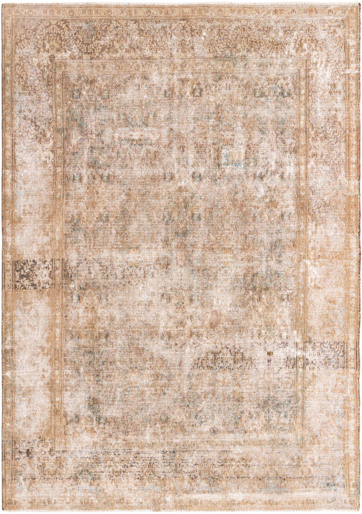 6' 8 x 9' 8 Hand Knotted Ultra Vintage Persian Wool Rug