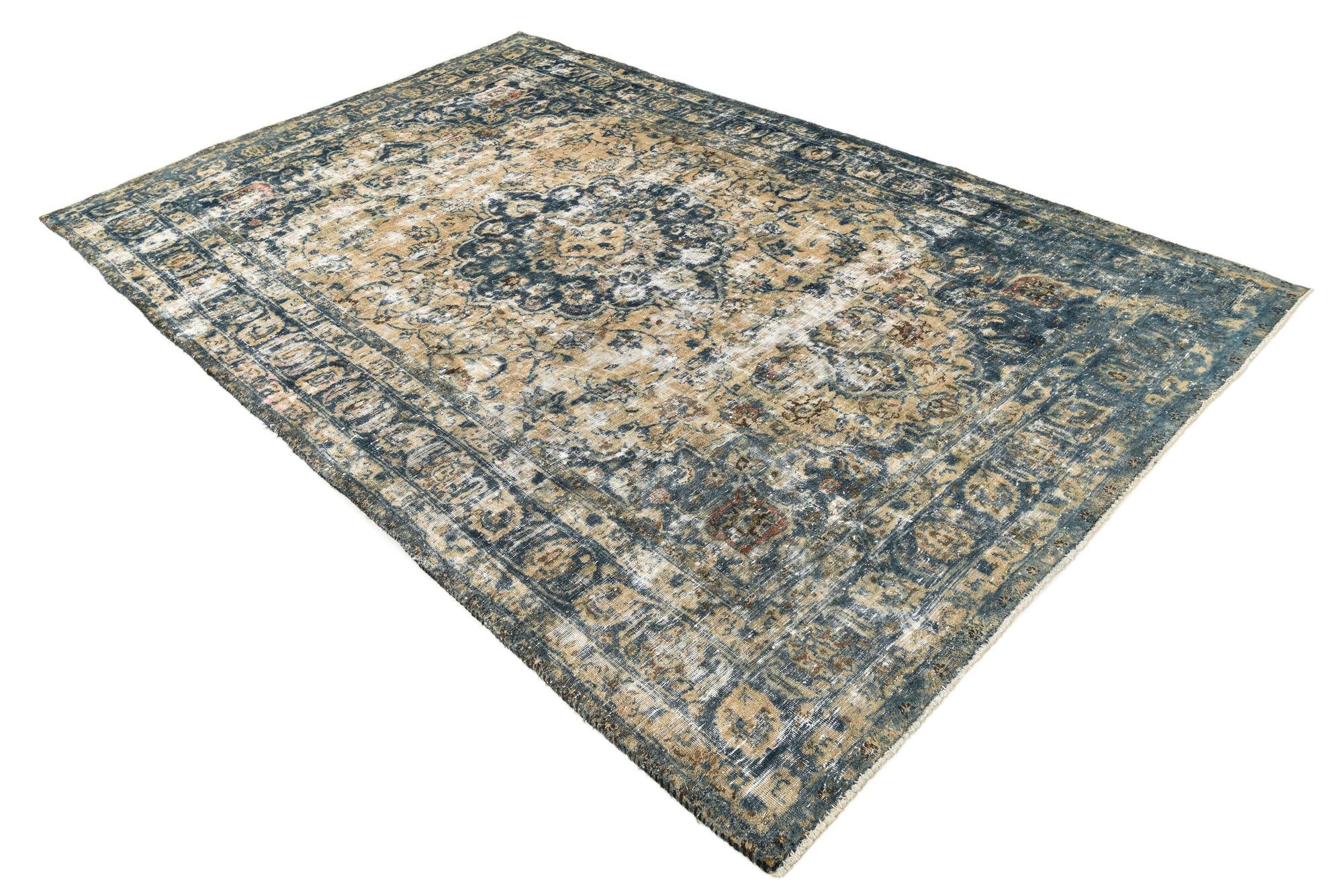 6' 4 x 9' 2 Hand Knotted Ultra Vintage Persian Wool Rug