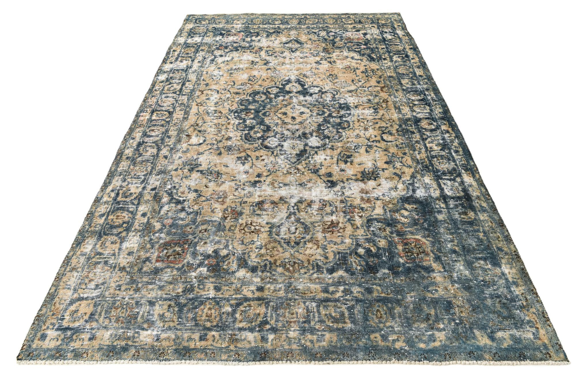 6' 4 x 9' 2 Hand Knotted Ultra Vintage Persian Wool Rug