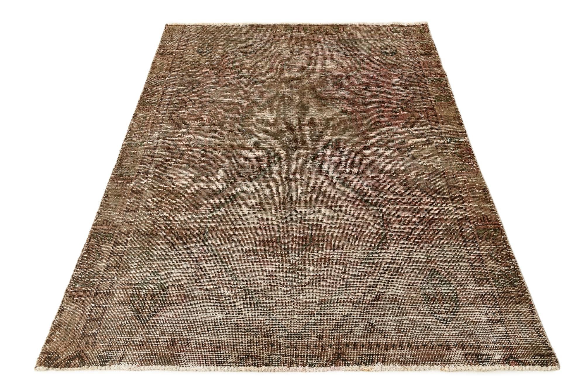 4' 8 x 6' 2 Hand Knotted Ultra Vintage Persian Wool Rug