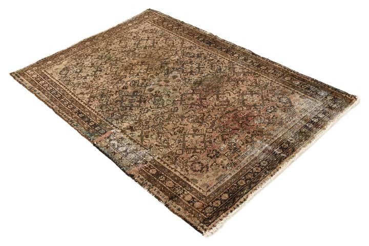 3' 7 x 5' 5 Hand Knotted Ultra Vintage Persian Wool Rug