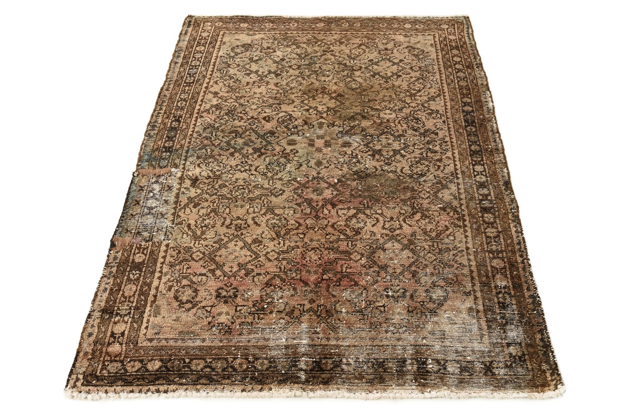 3' 7 x 5' 5 Hand Knotted Ultra Vintage Persian Wool Rug