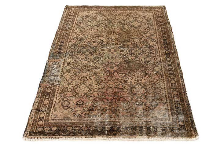 3' 7 x 5' 5 Hand Knotted Ultra Vintage Persian Wool Rug
