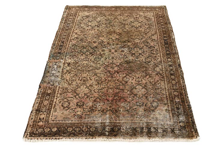 Detail image of 3' 7 x 5' 5 Hand Knotted Ultra Vintage Persian Wool Rug