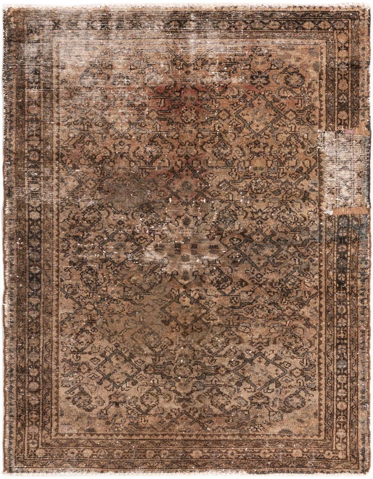 Detail image of 3' 7 x 5' 5 Hand Knotted Ultra Vintage Persian Wool Rug