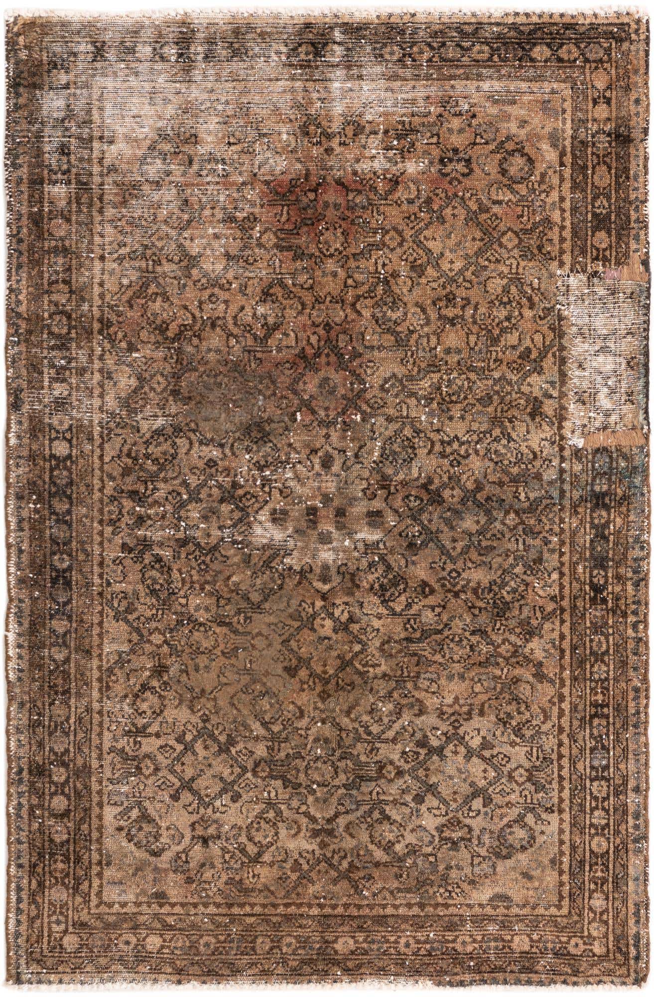 3' 7 x 5' 5 Hand Knotted Ultra Vintage Persian Wool Rug