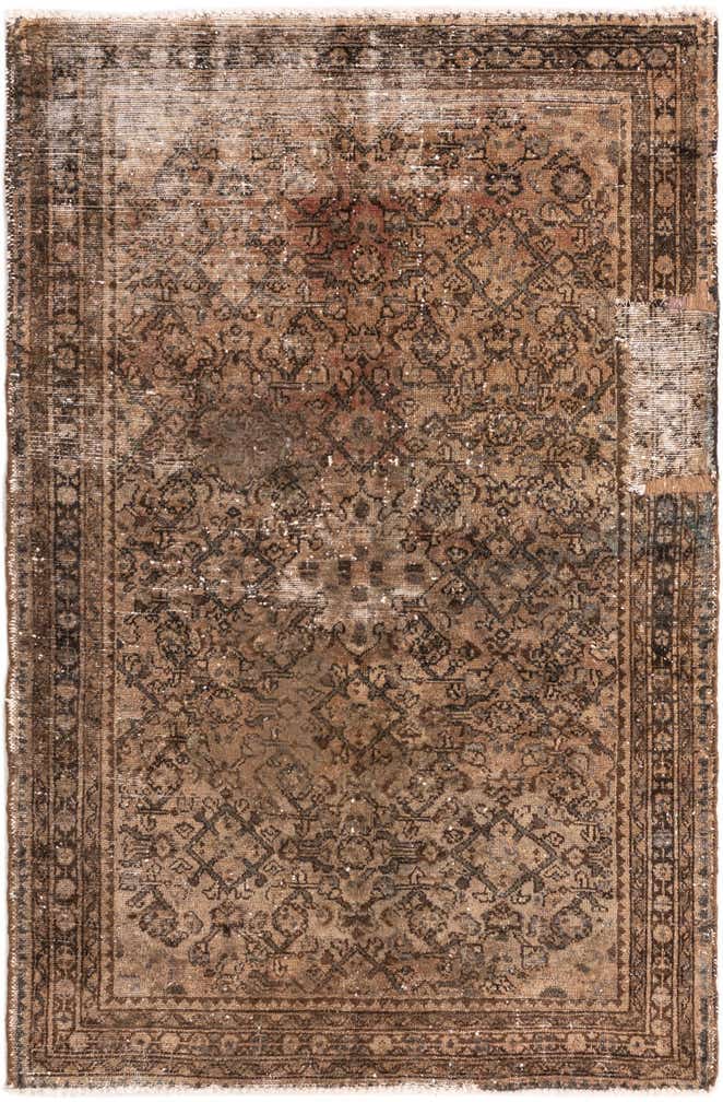 3' 7 x 5' 5 Hand Knotted Ultra Vintage Persian Wool Rug