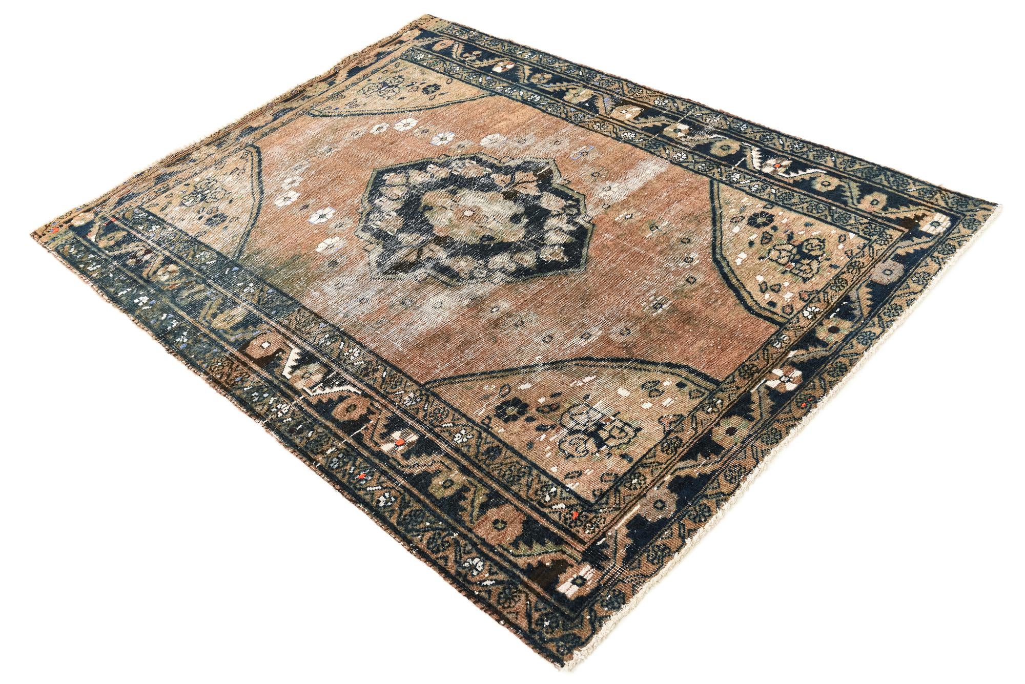 4' 9 x 6' 4 Hand Knotted Ultra Vintage Persian Wool Rug
