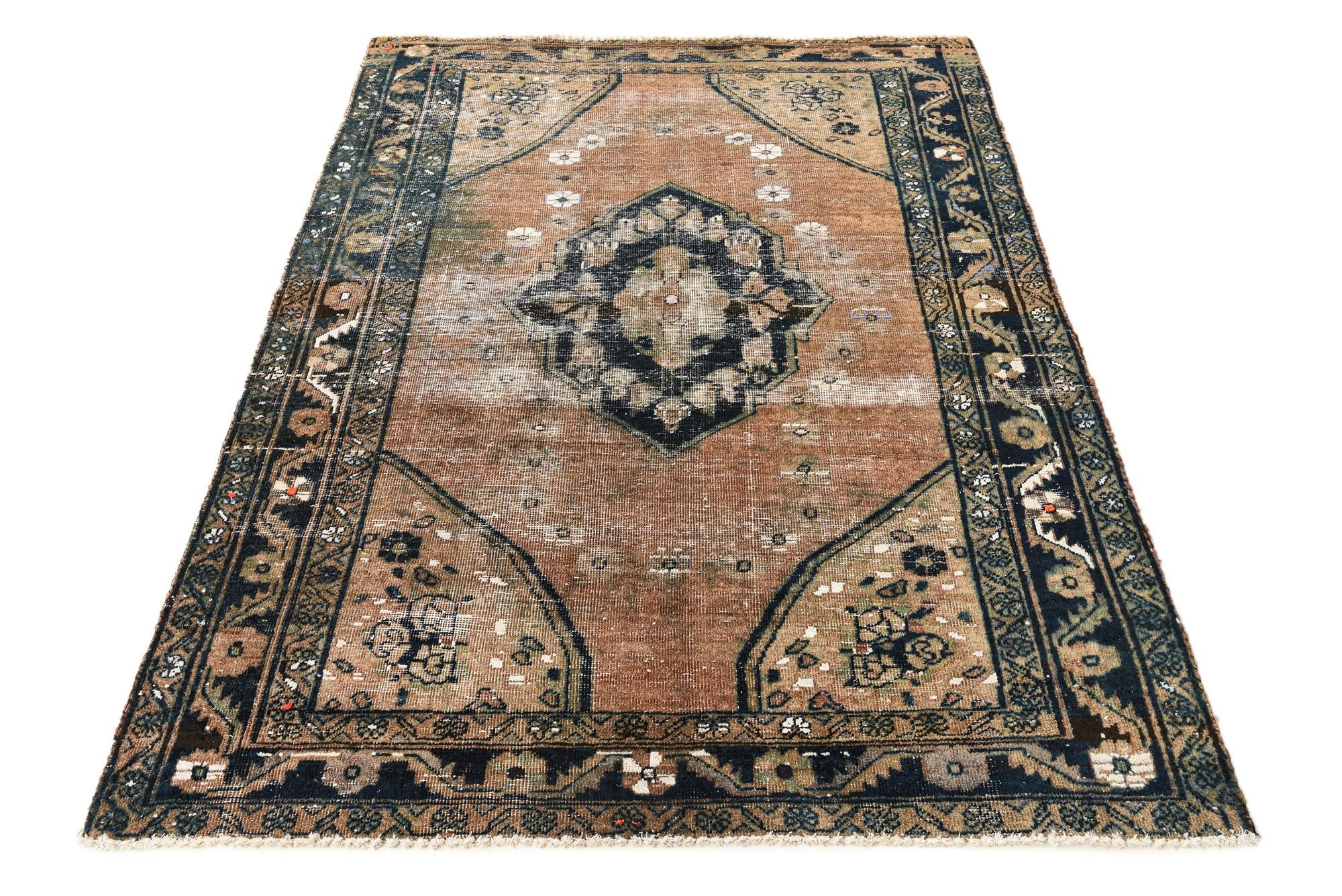 4' 9 x 6' 4 Hand Knotted Ultra Vintage Persian Wool Rug
