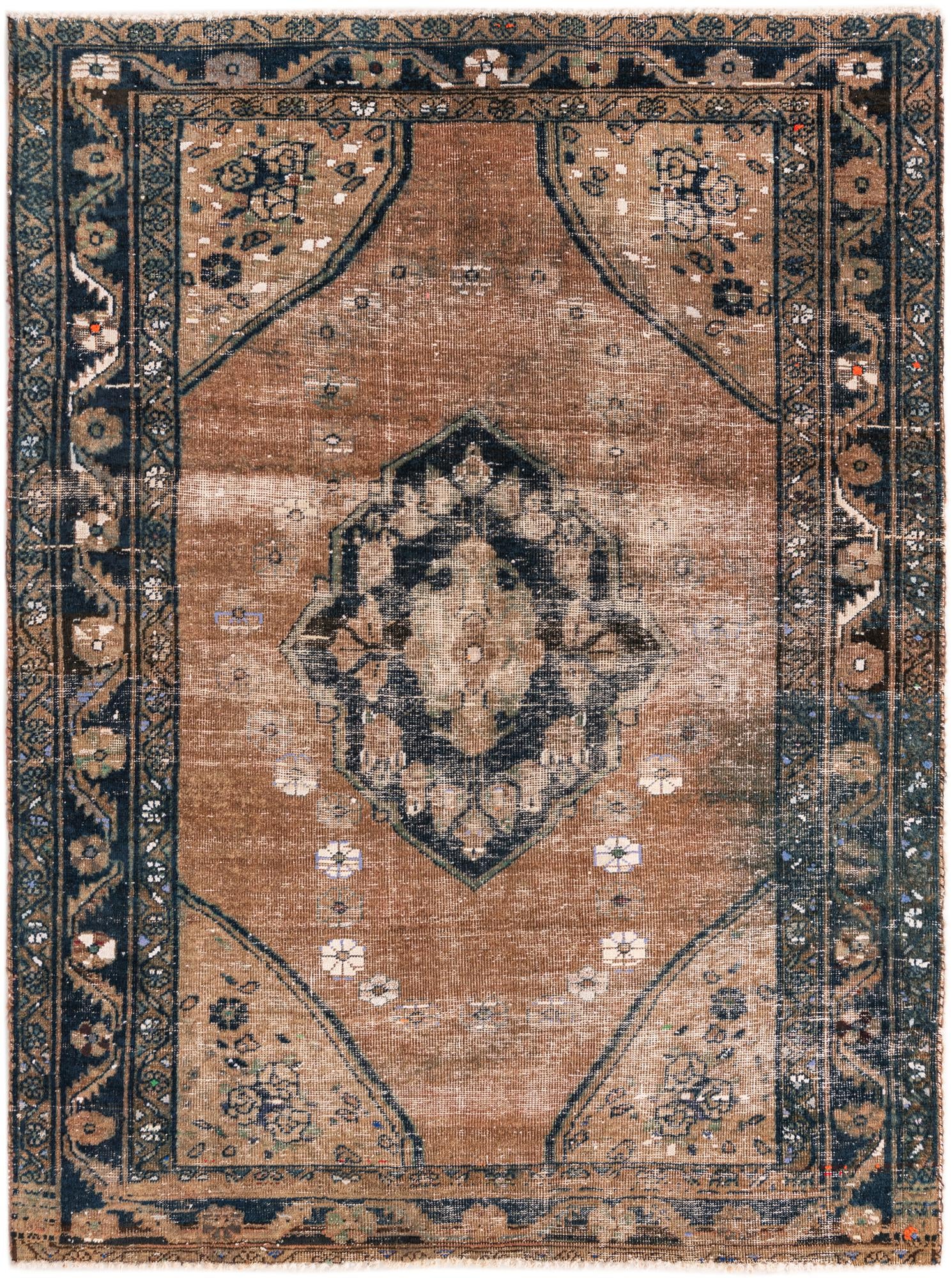 4' 9 x 6' 4 Hand Knotted Ultra Vintage Persian Wool Rug