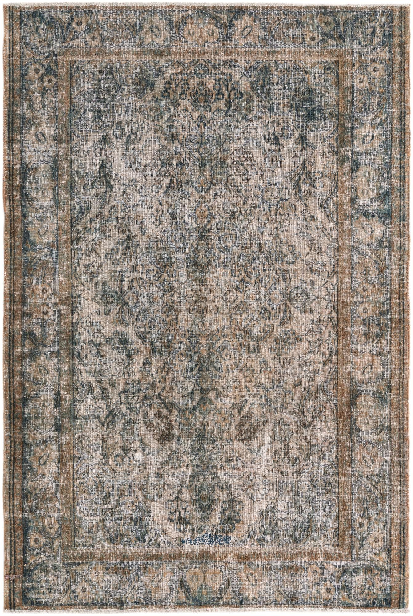 4' 4 x 6' 5 Hand Knotted Ultra Vintage Persian Wool Rug
