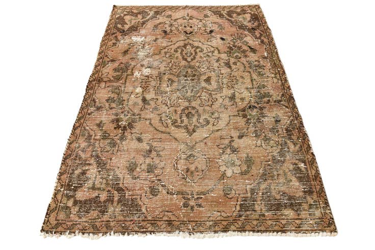 Detail image of 3' 10 x 5' 9 Hand Knotted Ultra Vintage Persian Wool Rug