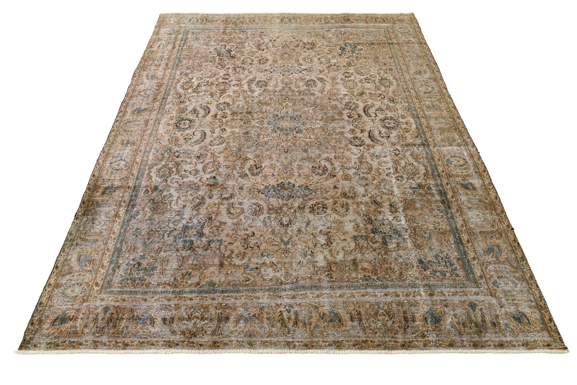 9' x 12' 9 Hand Knotted Ultra Vintage Persian Wool Rug