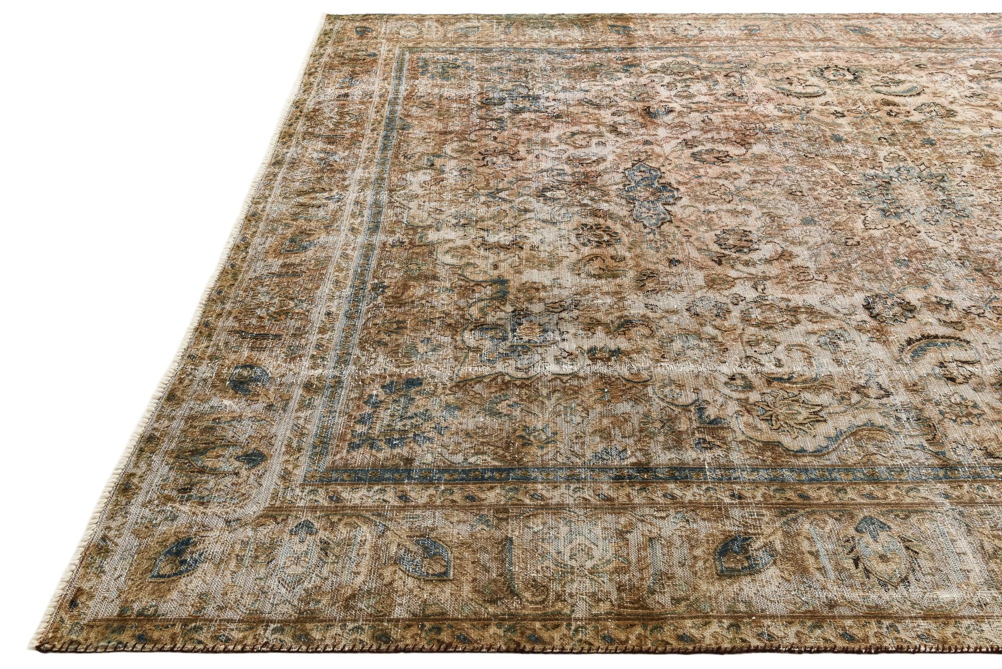 9' x 12' 9 Hand Knotted Ultra Vintage Persian Wool Rug