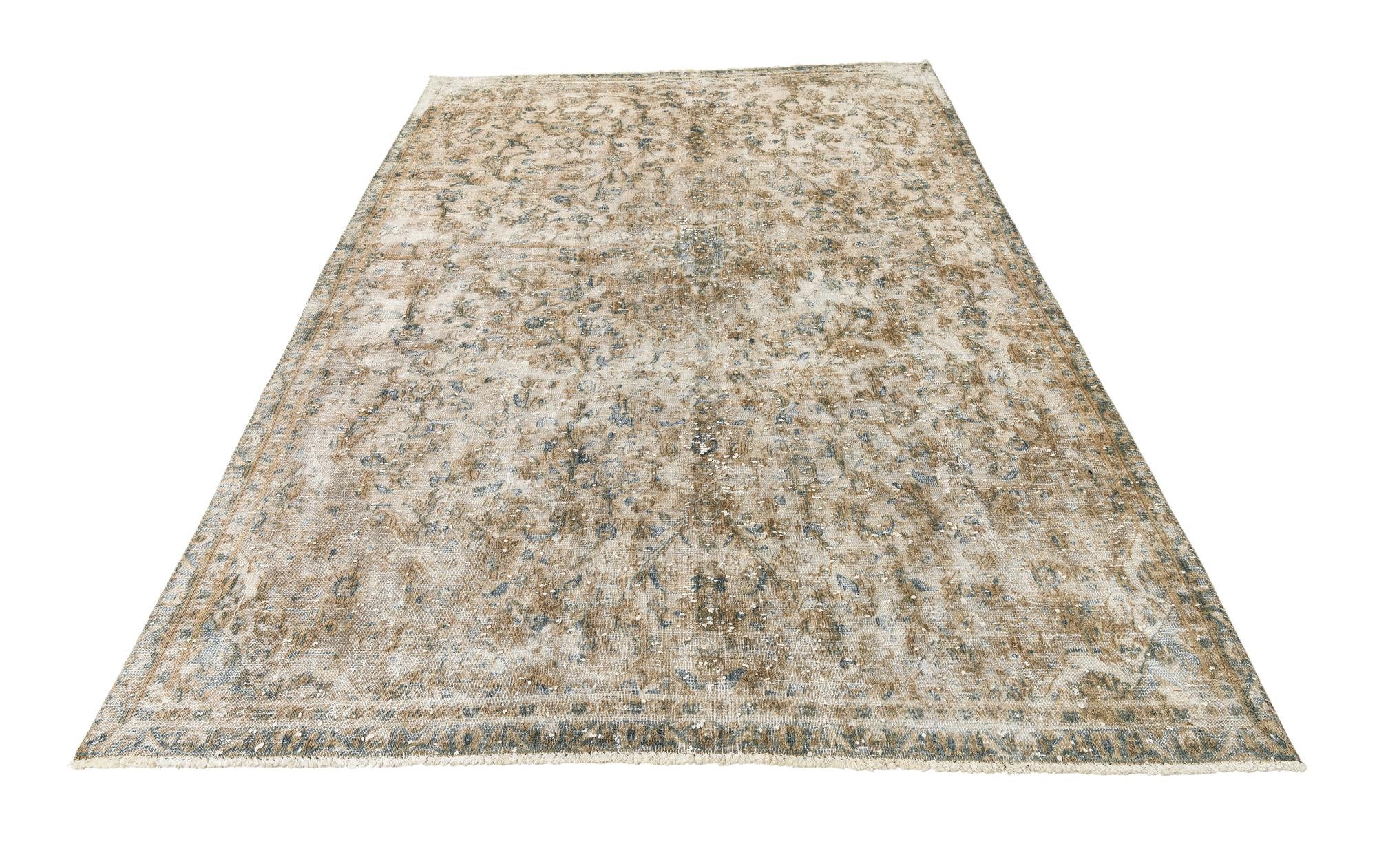 6' 9 x 9' 6 Hand Knotted Ultra Vintage Persian Wool Rug