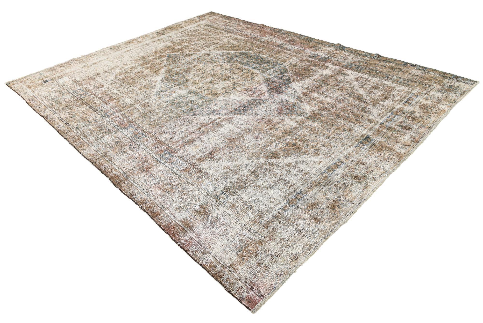 9' 2 x 11' 5 Hand Knotted Ultra Vintage Persian Wool Rug