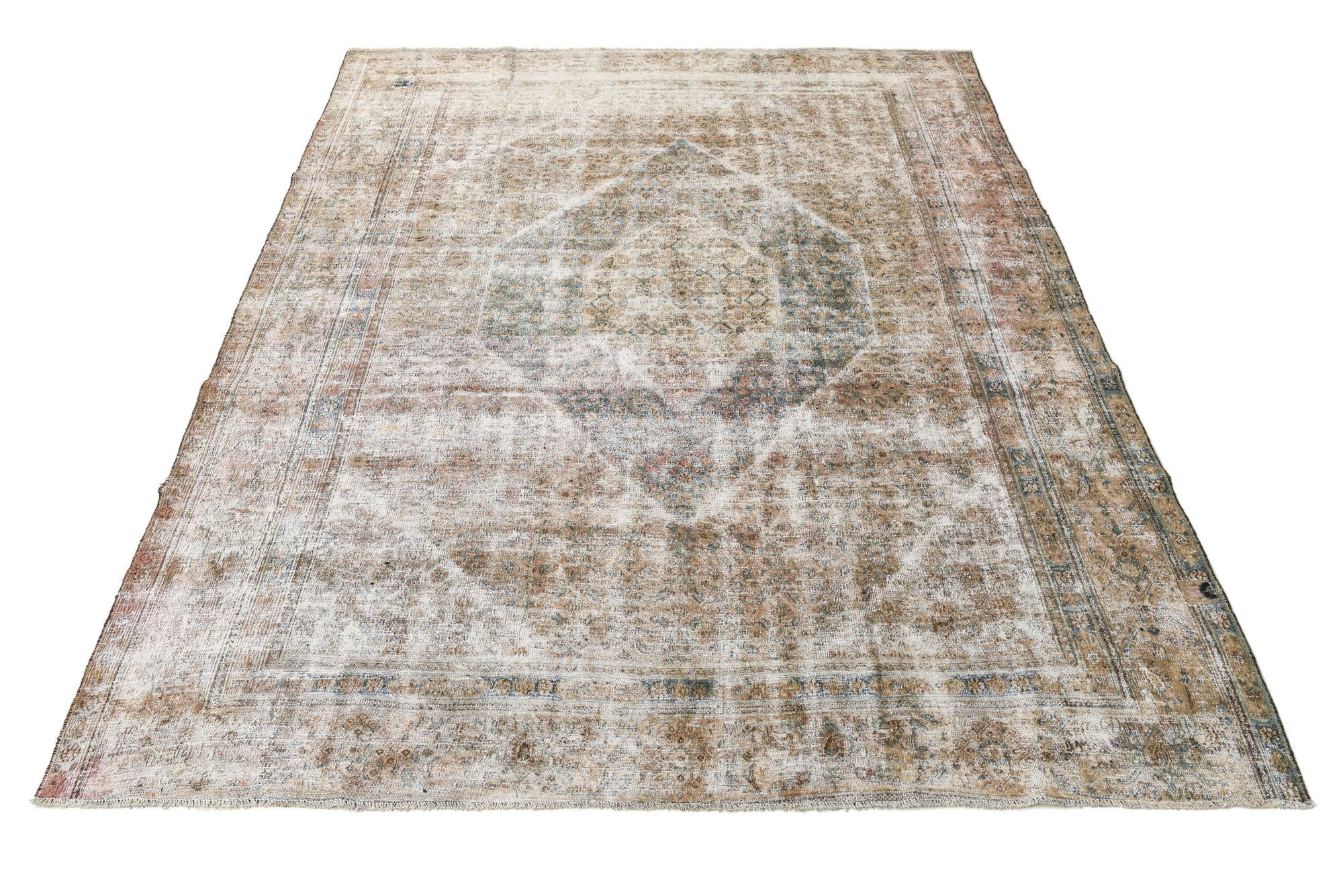 9' 2 x 11' 5 Hand Knotted Ultra Vintage Persian Wool Rug