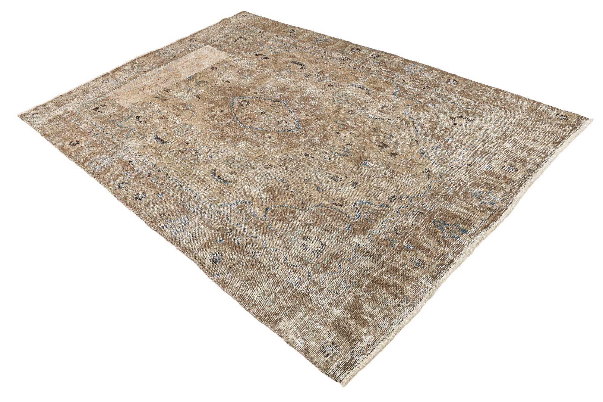 5' 9 x 8' 7 Hand Knotted Ultra Vintage Persian Wool Rug