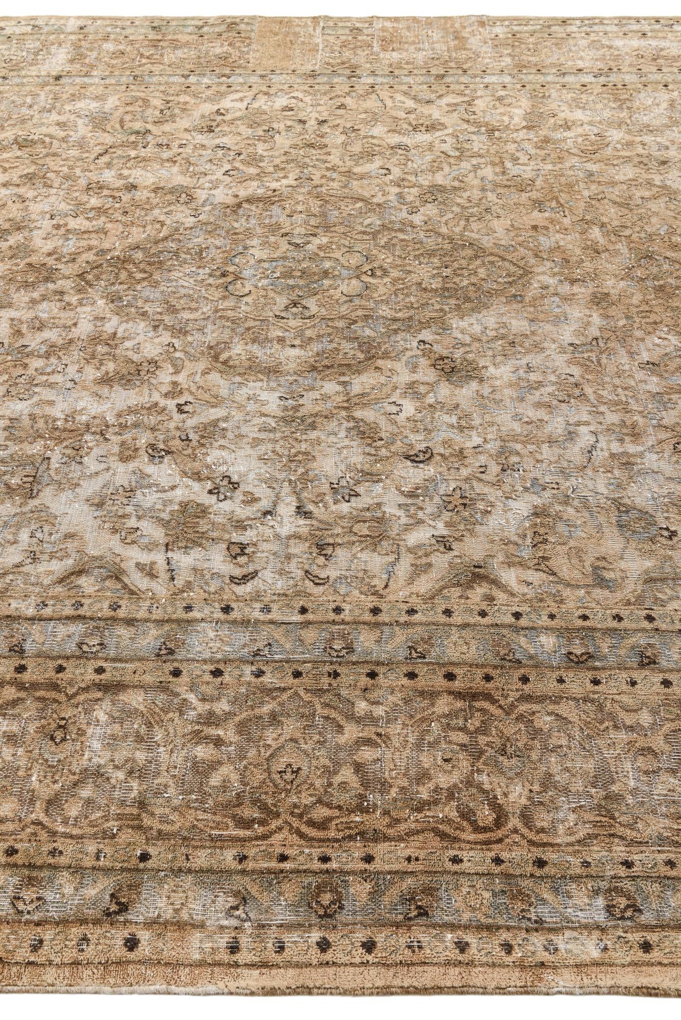 9' 10 x 12' 8 Hand Knotted Ultra Vintage Persian Wool Rug