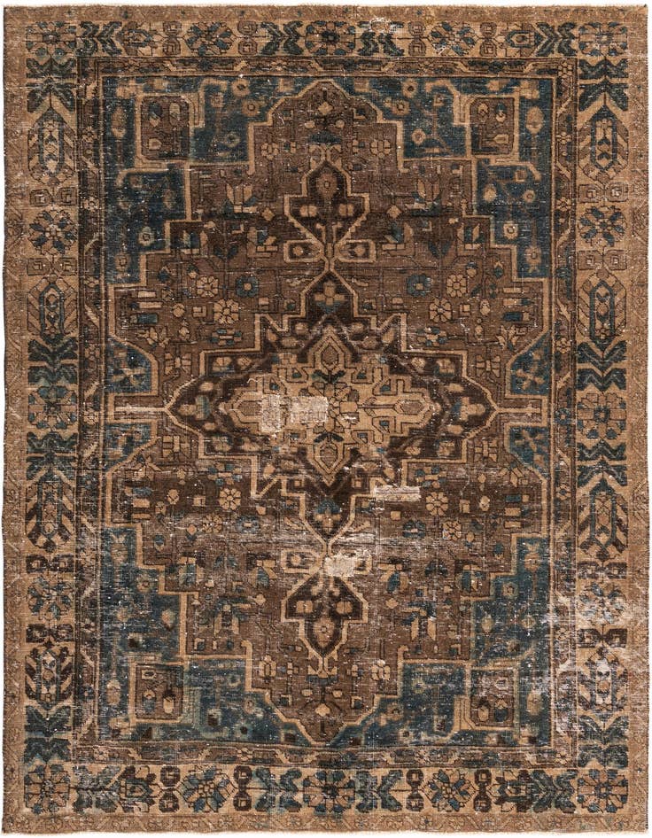 Detail image of 6' 4 x 9' 5 Hand Knotted Ultra Vintage Persian Wool Rug
